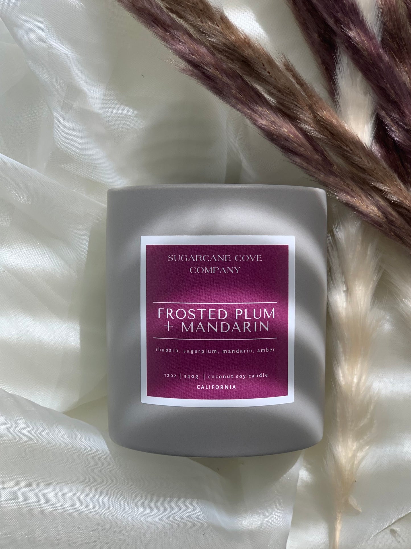 Frosted Plum + Mandarin Candle (rhubarb, plum, amber)