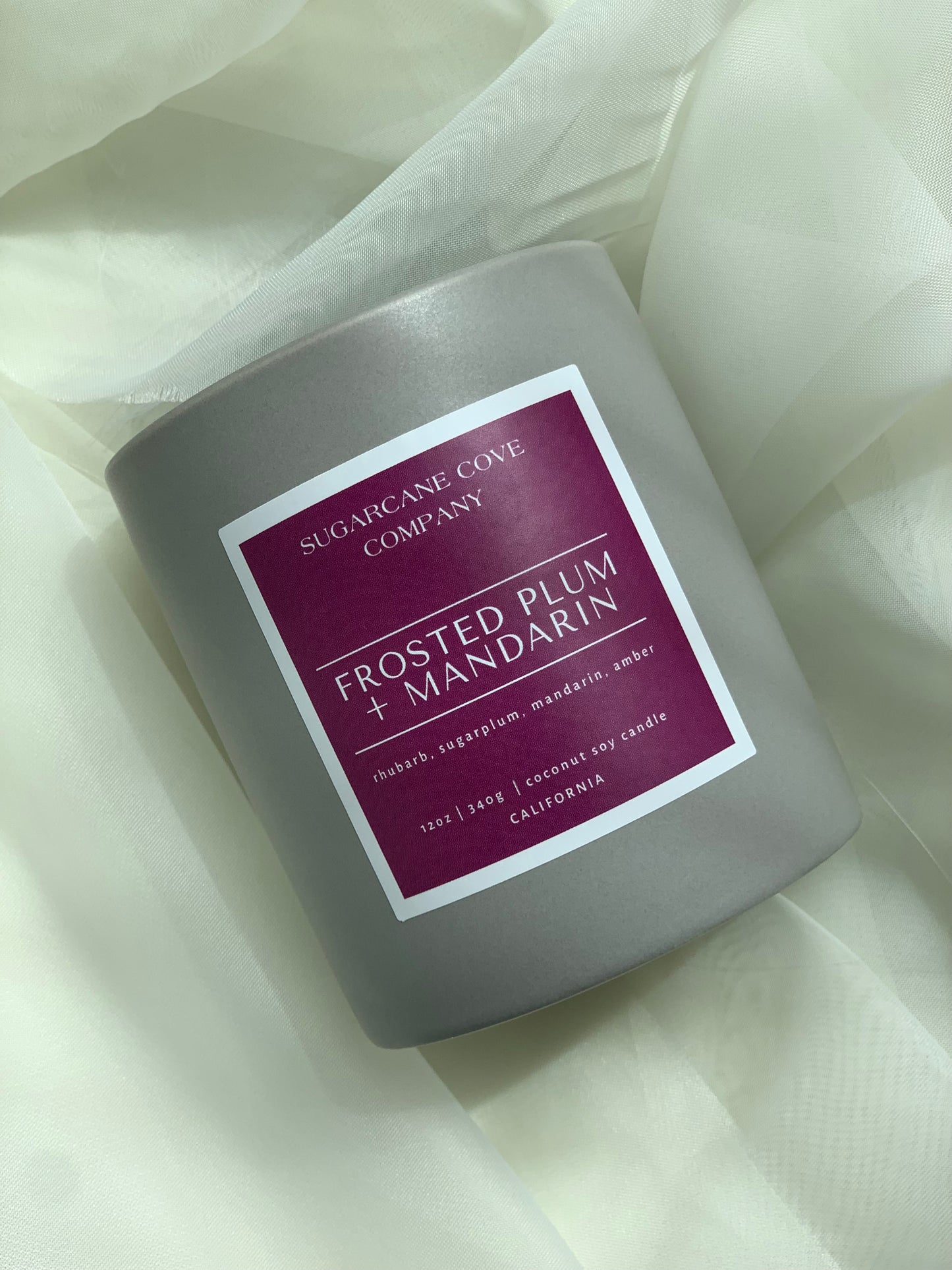 Frosted Plum + Mandarin Candle (rhubarb, plum, amber)