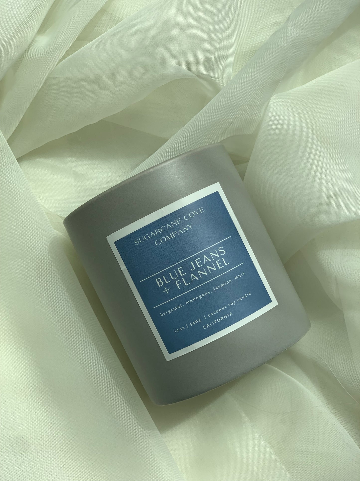 Blue Jeans + Flannel Candle (bergamot, mahogany, jasmine)