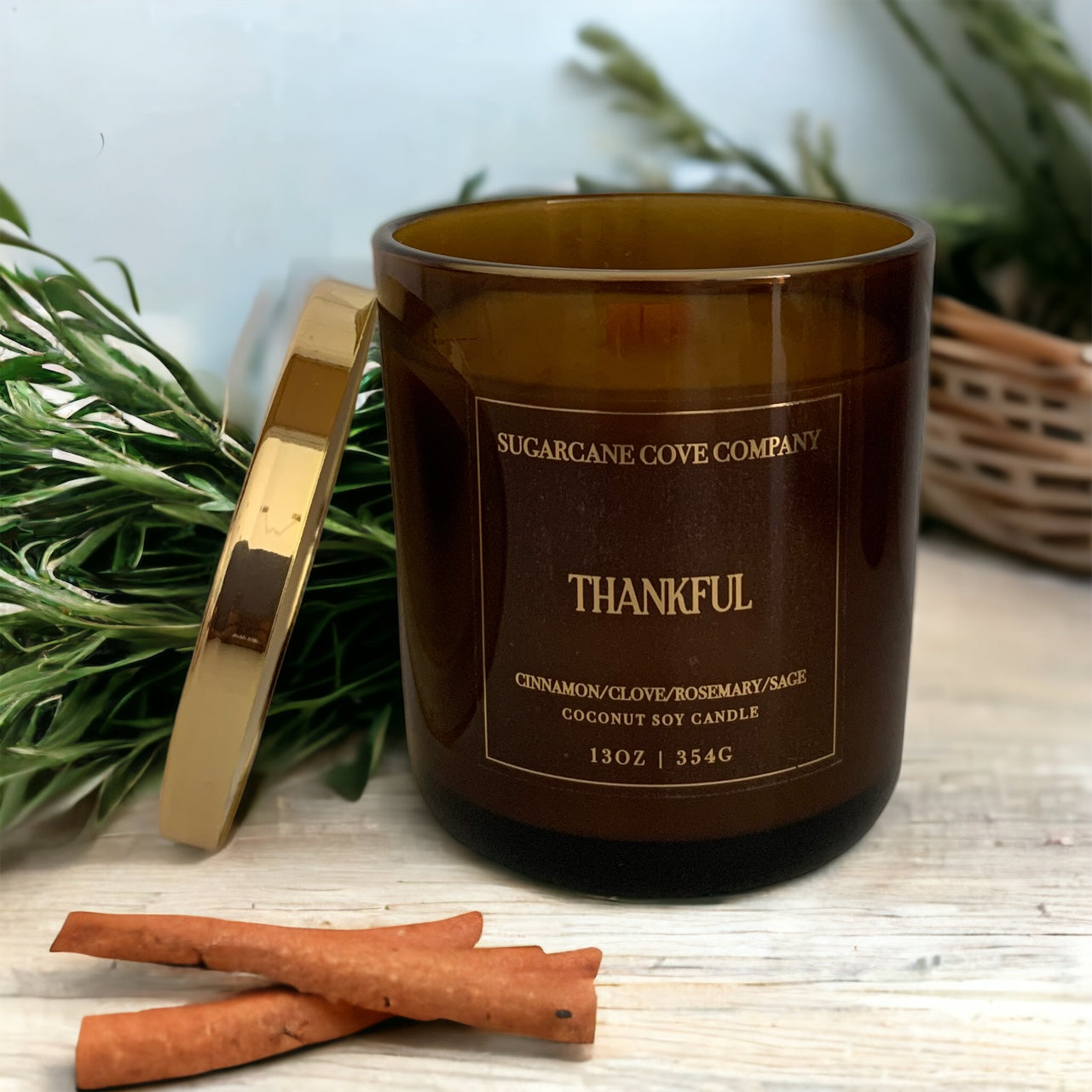 THANKFUL | Wooden Wick | Cinnamon, Clove, Rosemary, Sage