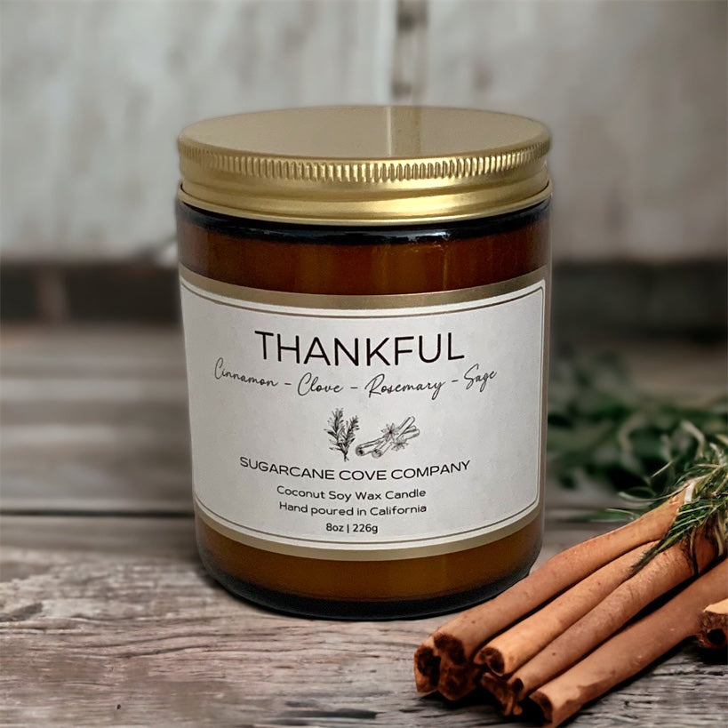 THANKFUL | Cotton Wick | Cinnamon, Clove, Rosemary, Sage