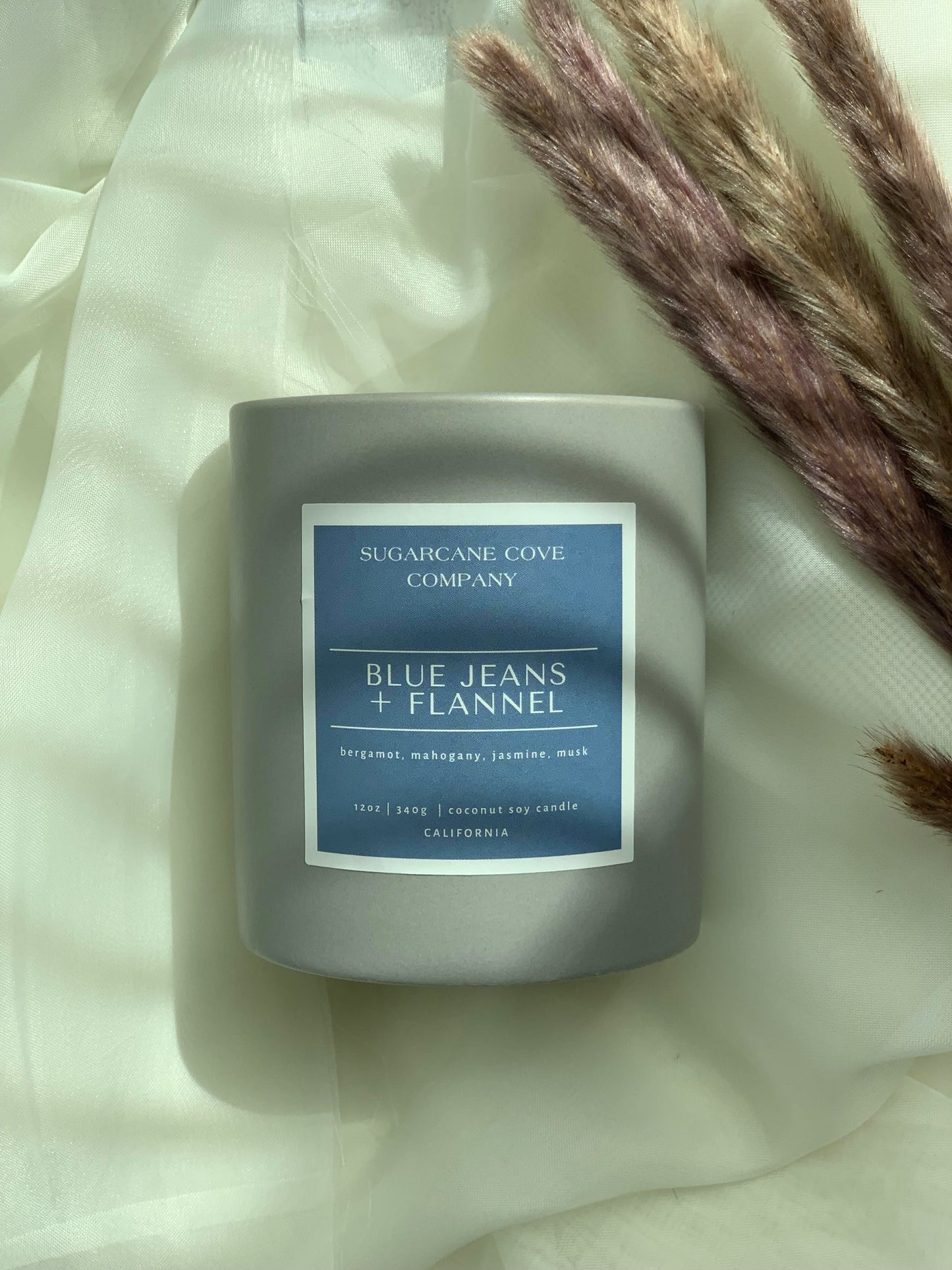 Blue Jeans + Flannel Candle (bergamot, mahogany, jasmine)